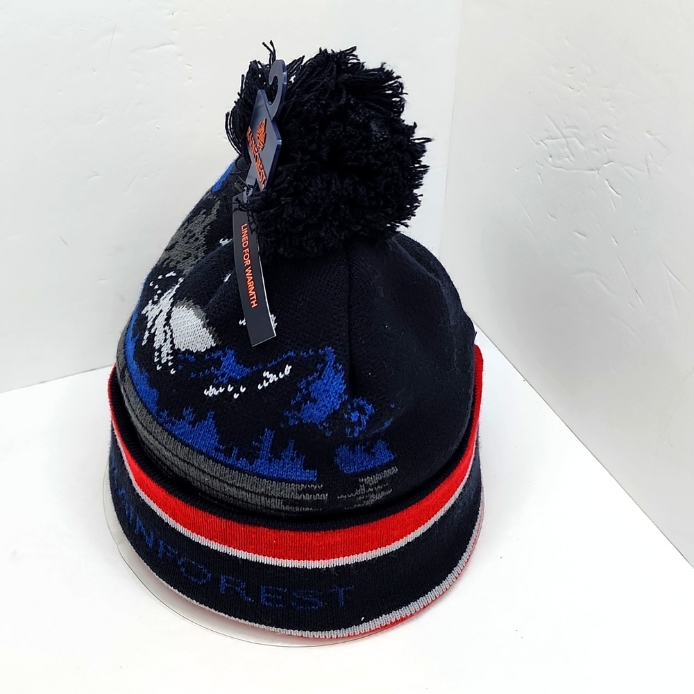 RAINFOREST BEANIE HAT, NAVY, LINED WITH FLEECE FOR WARMTH, UNISEX - Picture 2 of 8